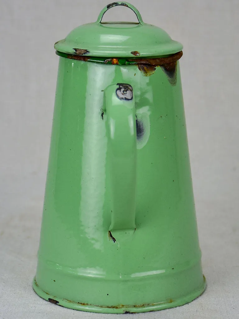 1950's enamel coffee pot - pea green 8¼"