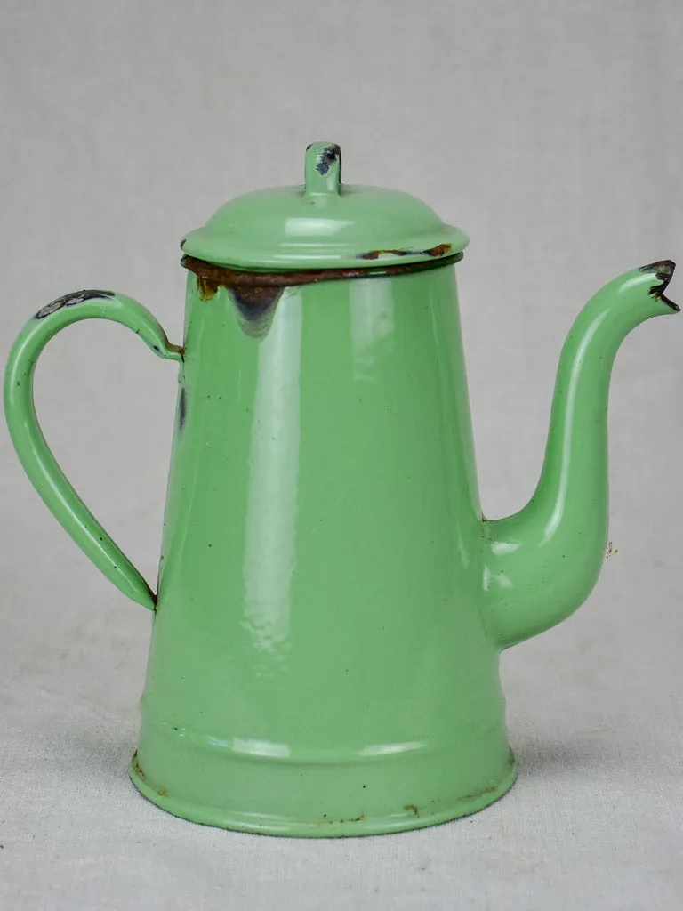 1950's enamel coffee pot - pea green 8¼"