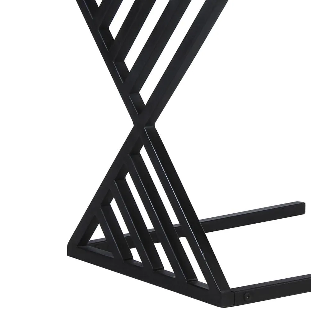20 Inch Industrial Side End Table, Square Wood Top, C Shape Geometric Metal Frame, Gray, Black By The Urban Port