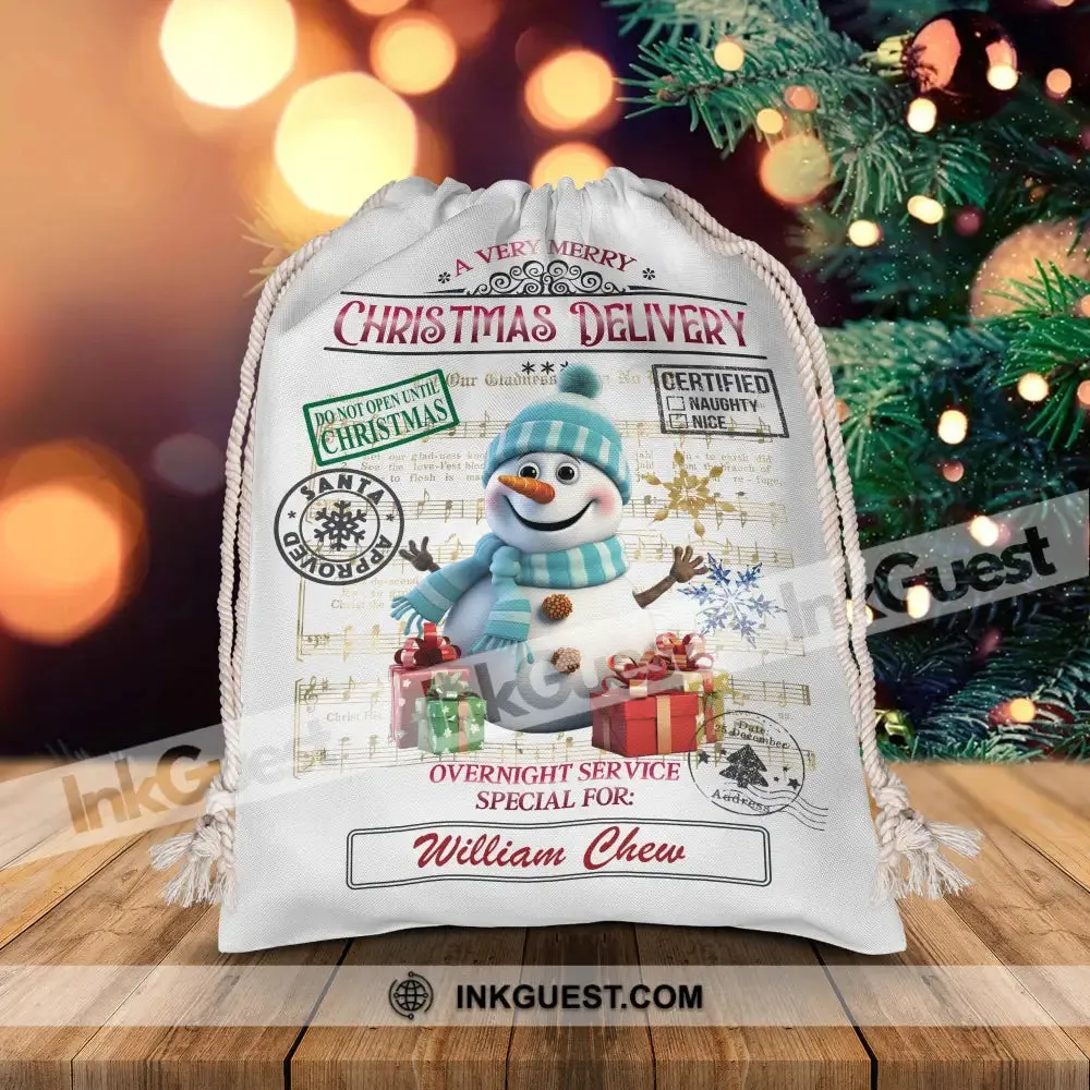 A Very Merry Christmas Delivery Overnight Service - Personalized String Bag, Christmas Gift, Gift For Family