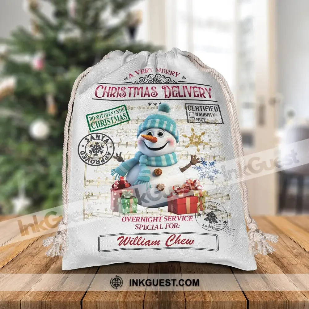 A Very Merry Christmas Delivery Overnight Service - Personalized String Bag, Christmas Gift, Gift For Family
