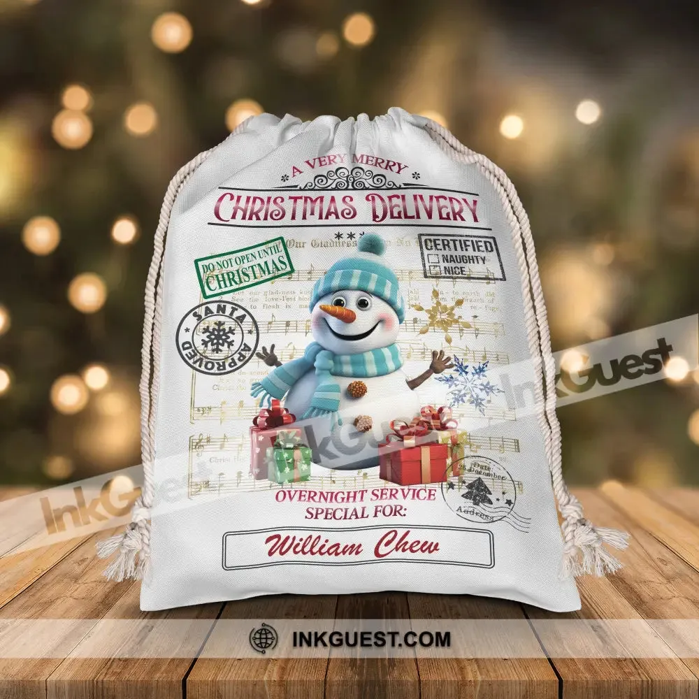 A Very Merry Christmas Delivery Overnight Service - Personalized String Bag, Christmas Gift, Gift For Family