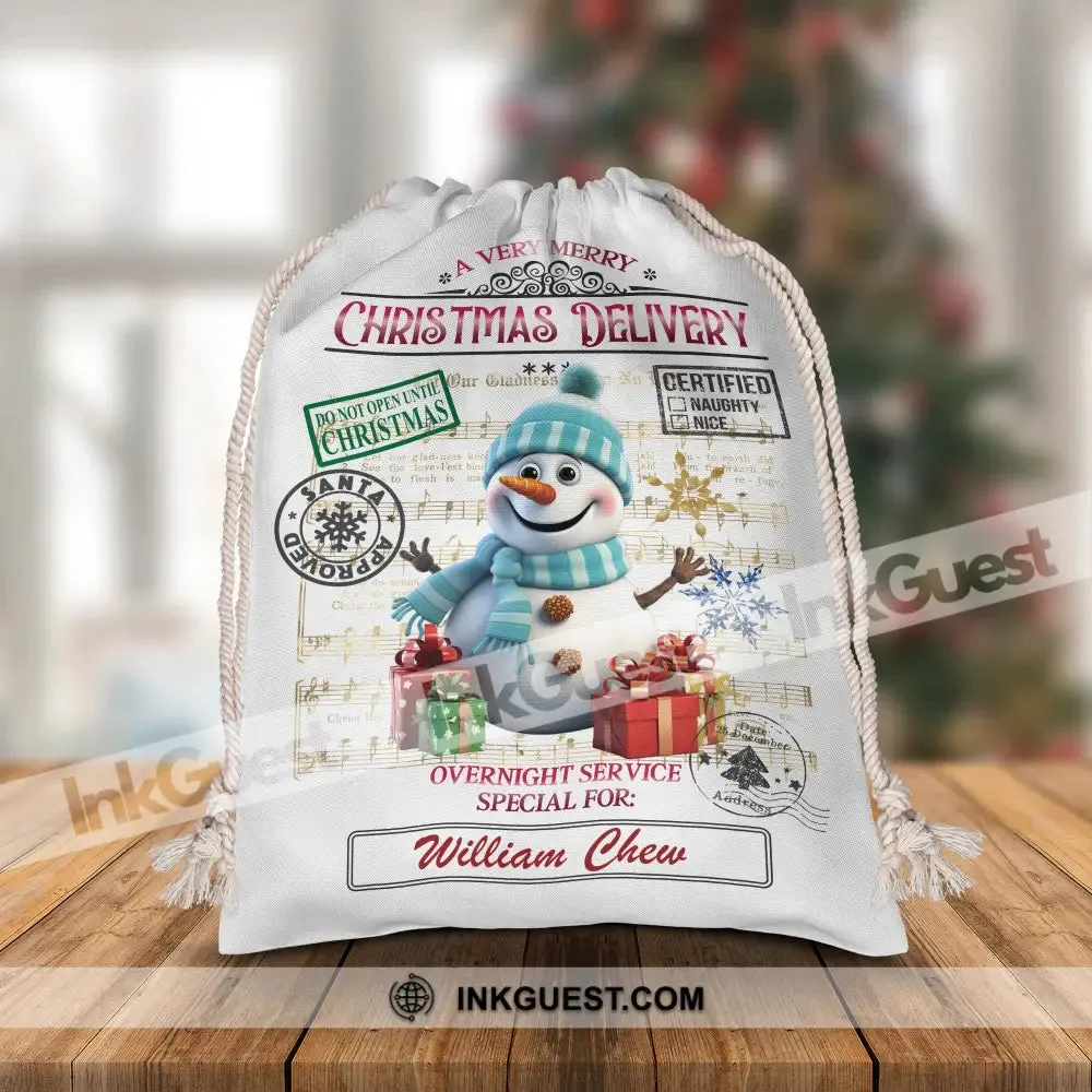 A Very Merry Christmas Delivery Overnight Service - Personalized String Bag, Christmas Gift, Gift For Family