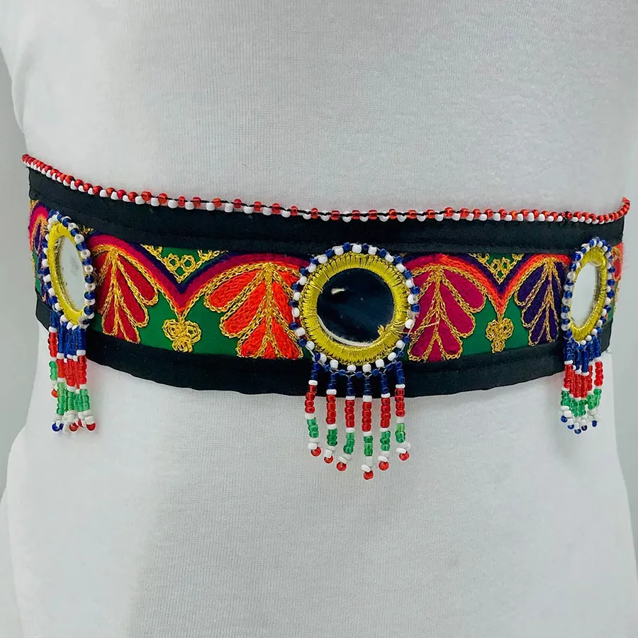 Afghan Handmade Embroidered Work Belt, Mirrors Beads