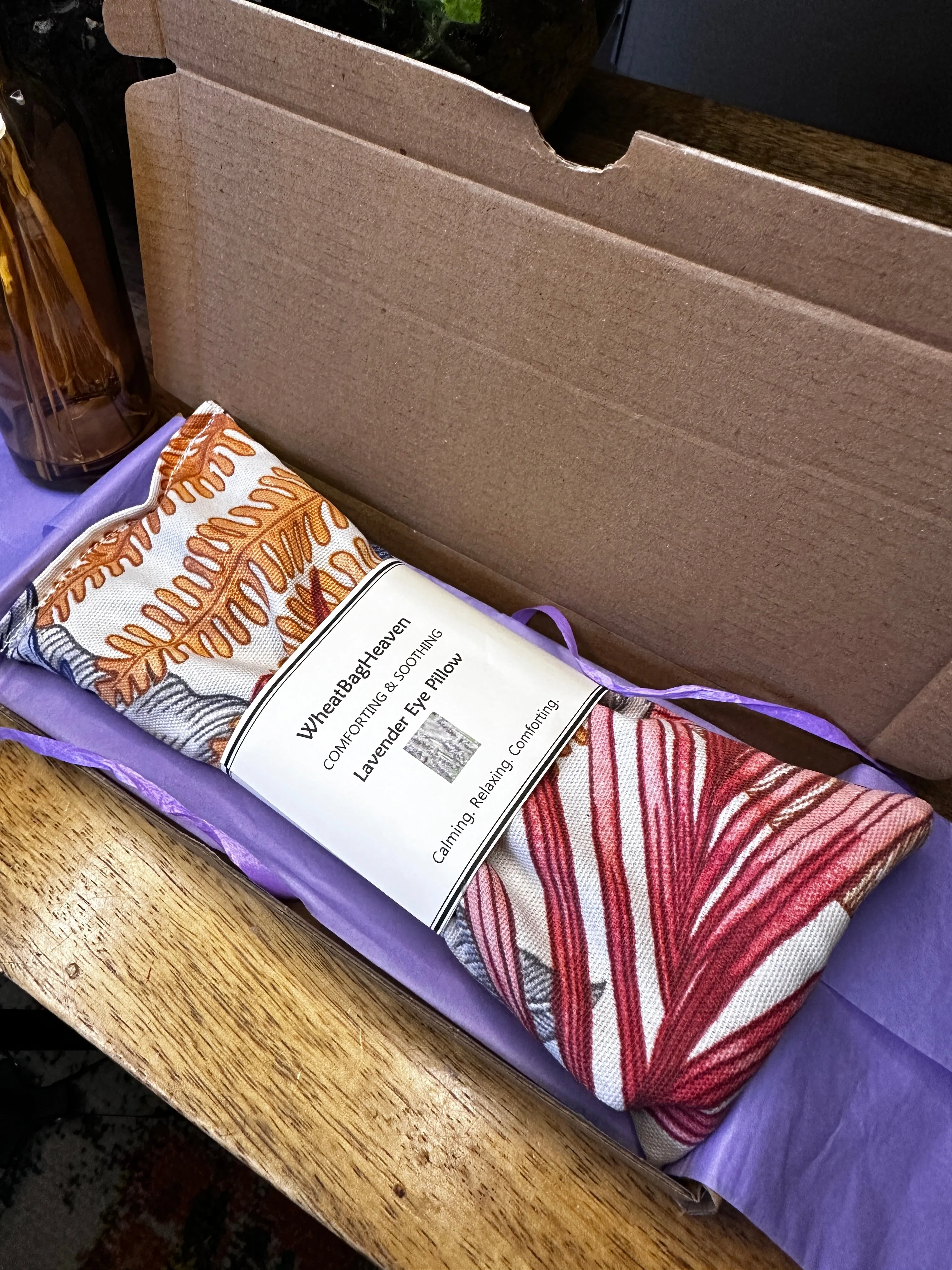 Best flax seed eye pillows in Maldives tropical print. Sleep mask relaxation aid