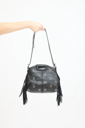 Black Leather Grommet Embellished Crossbody Bag