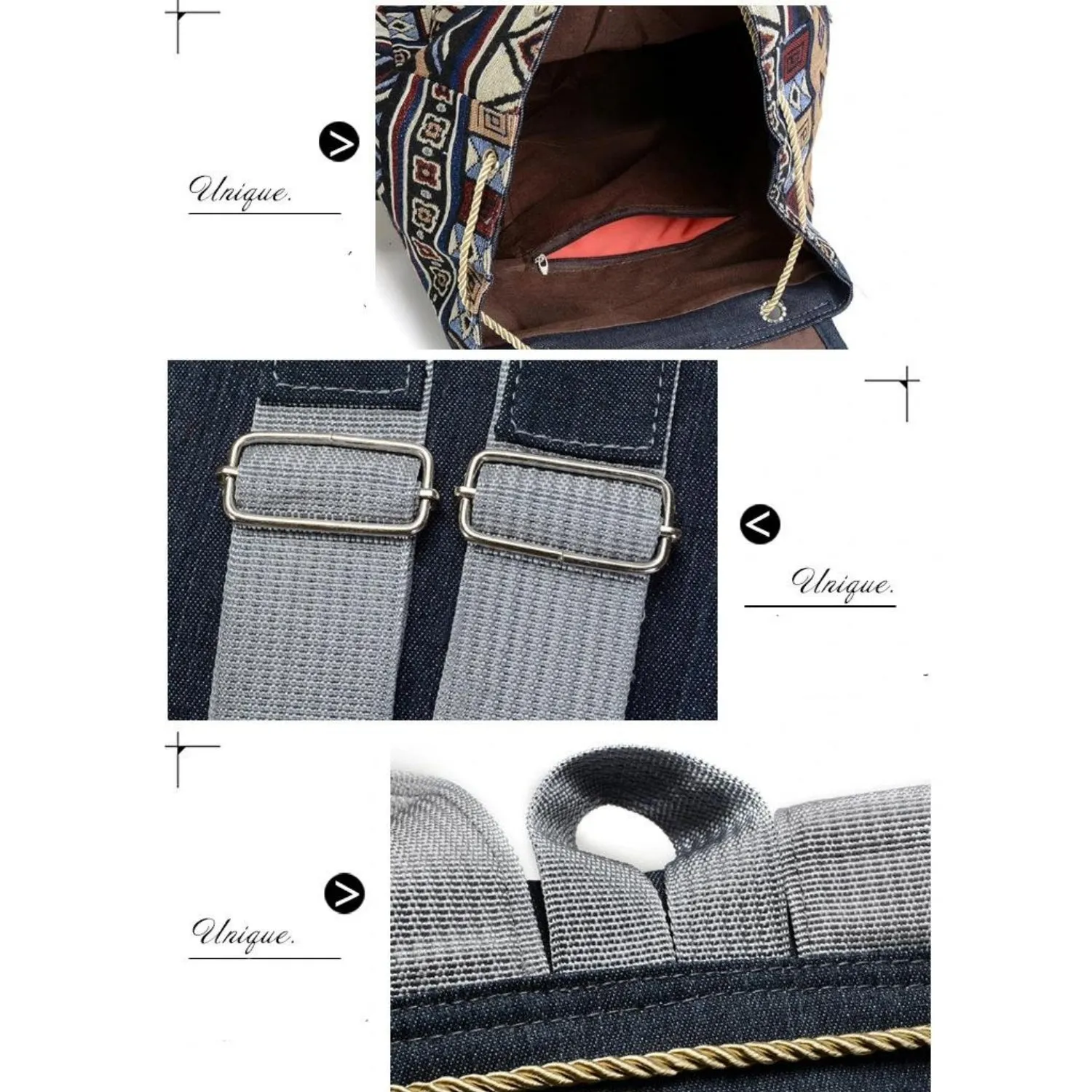 Bohemian Aztec-Inspired Canvas Backpack