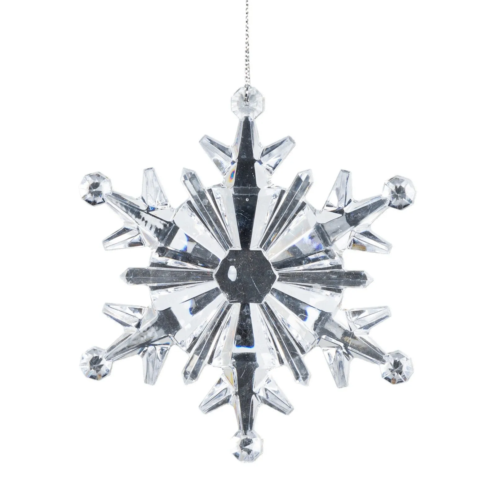 Bulk Christmas Ornaments Clear Acrylic Crystal Snowflake Hanging Pendants for Xmas Tree Theme Party Decor Wholesale
