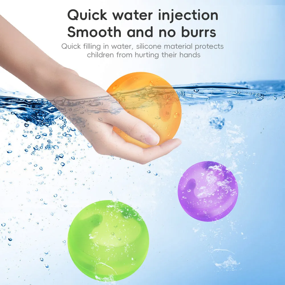 CATCHMEE Reusable & Refillable Magnet-Free Water Balloons with Mesh Bag - Available in 6/12/18/24 Pcs