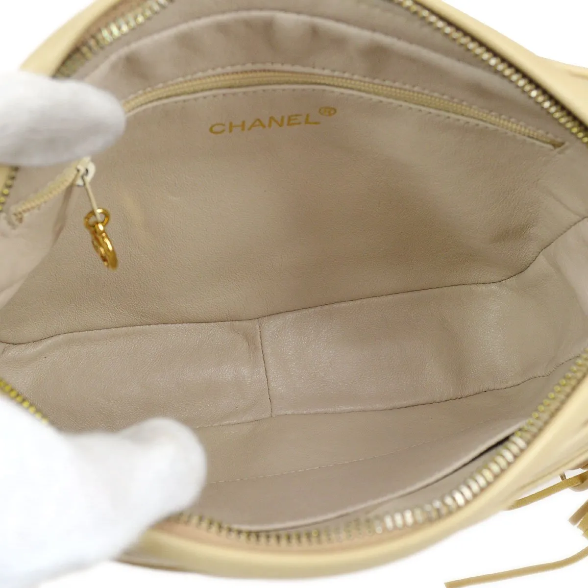 CHANEL 1994-1996 Triple CC Camera Bag Small Beige Lambskin 01999