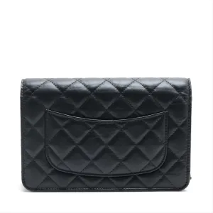 Chanel 2.55 Vintage  Chain Wallet Black Black G