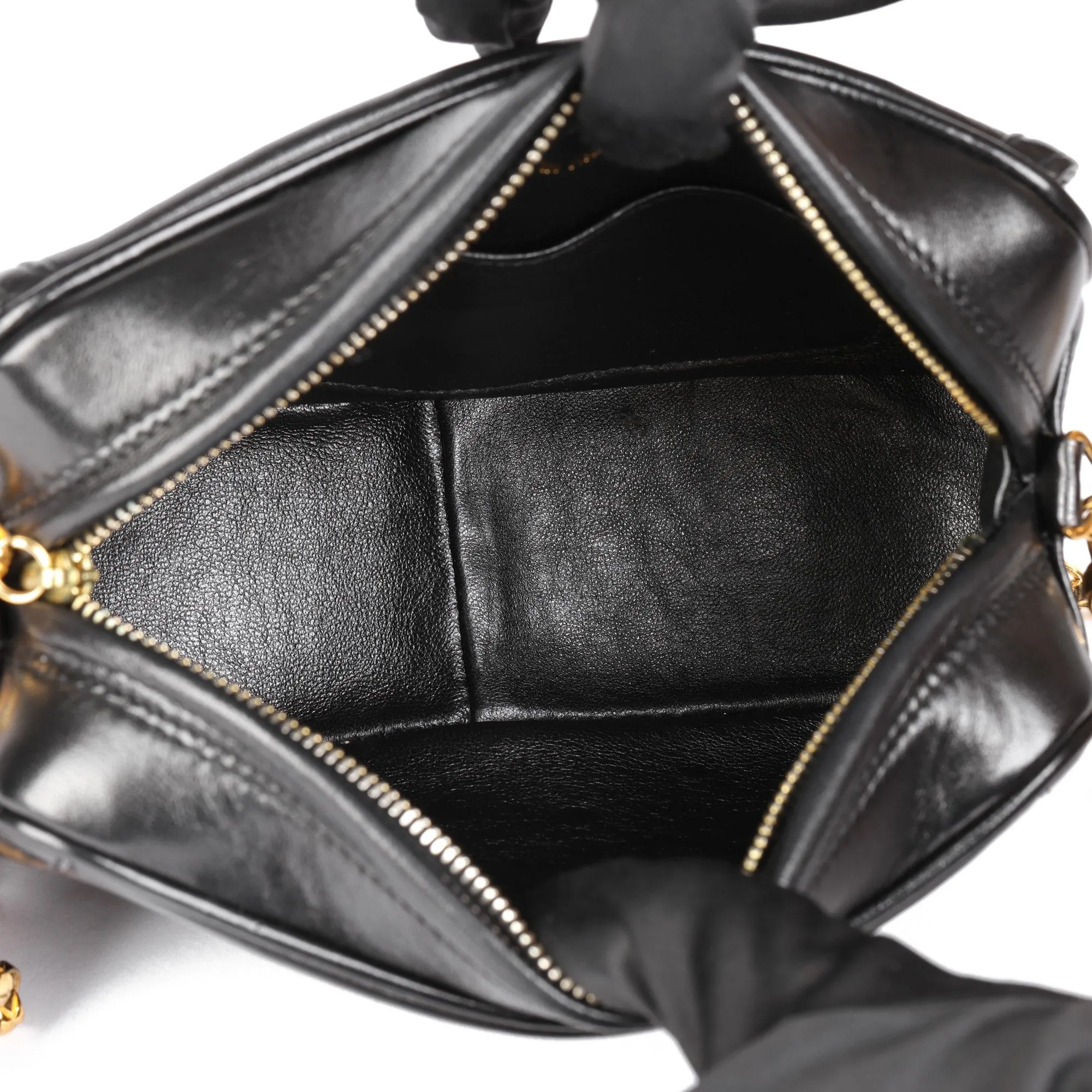 Chanel Black Lambskin Vintage Mini Fringe Camera Bag