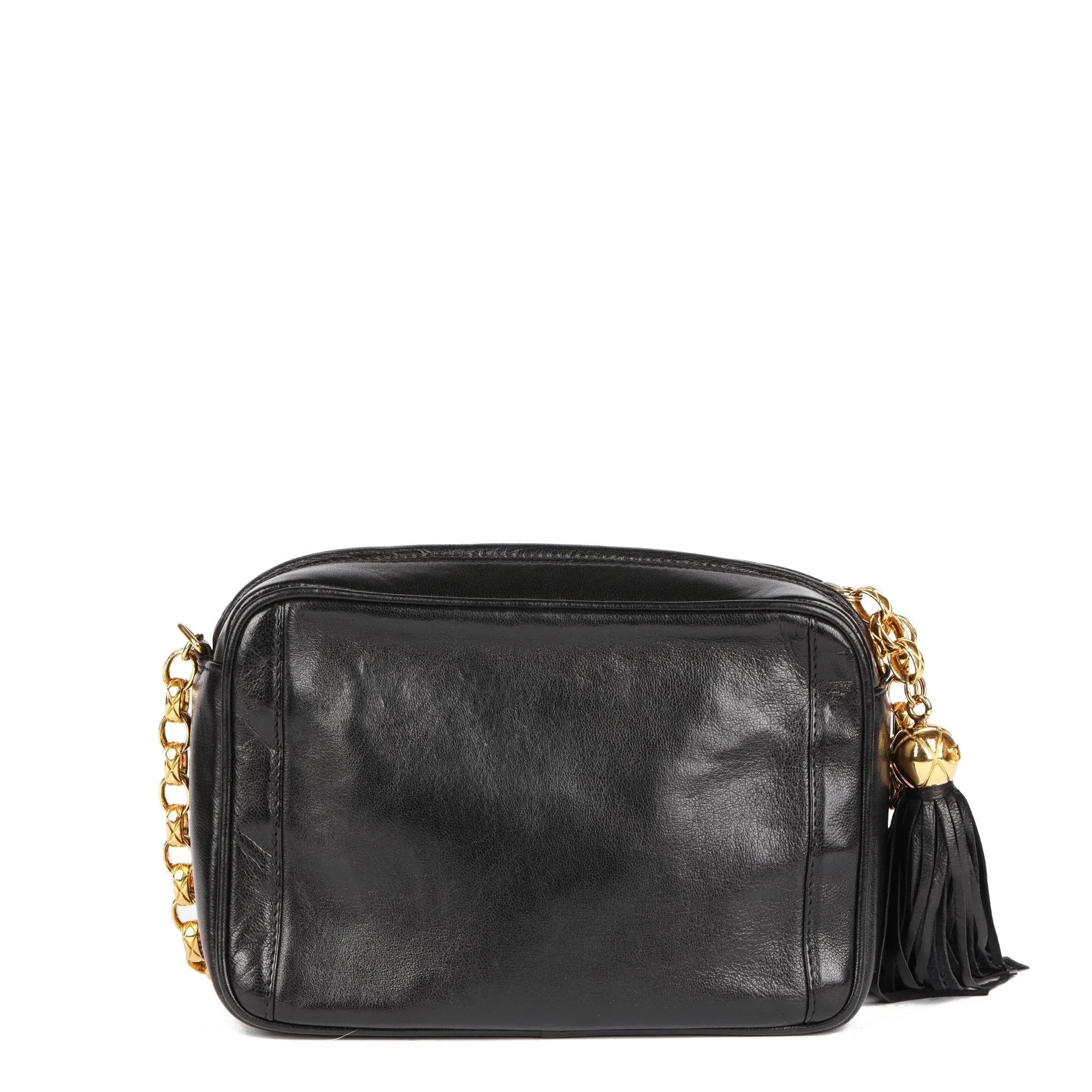 Chanel Black Lambskin Vintage Mini Fringe Camera Bag
