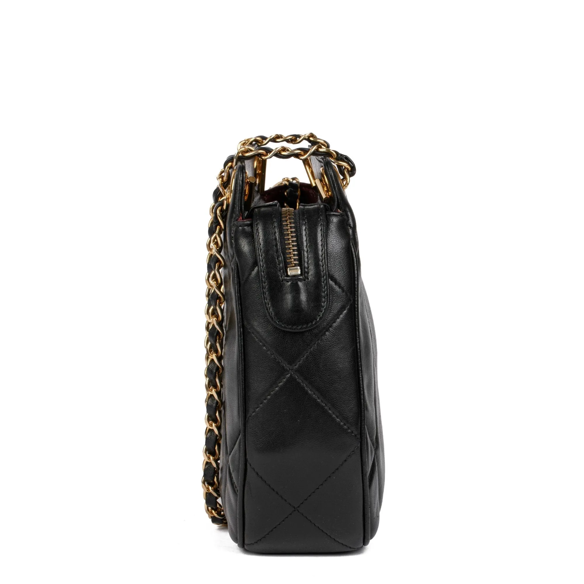 Chanel Black Quilted Lambskin Vintage Timeless Fringe Shoulder Bag