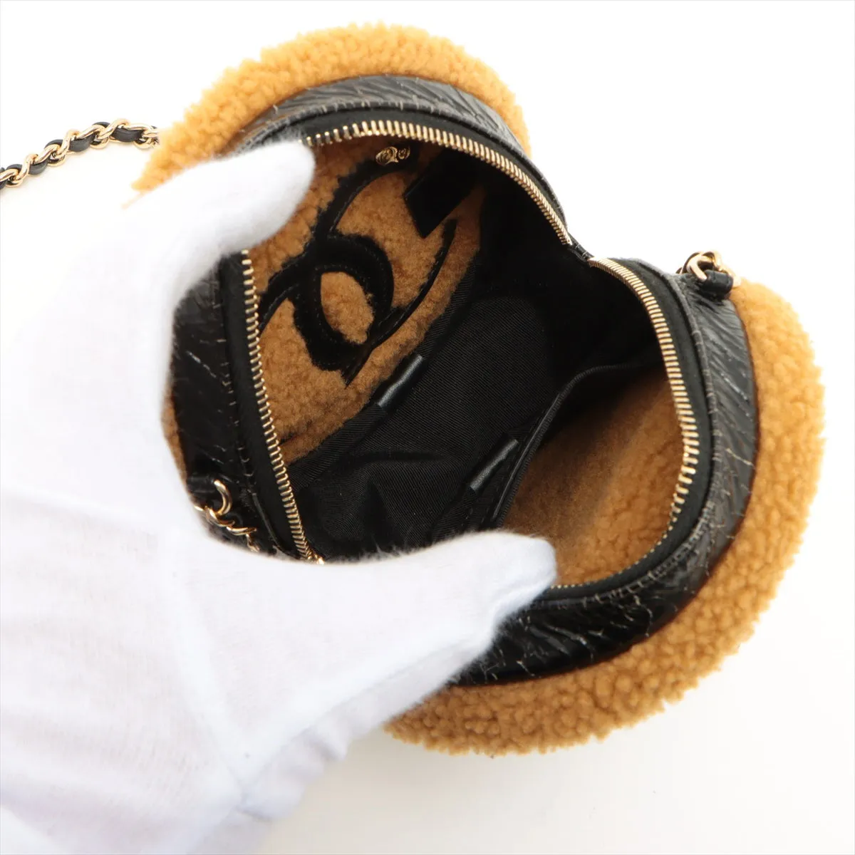 Chanel Coco Boar Chain Shoulder Bag Black  Brown Gold  28th