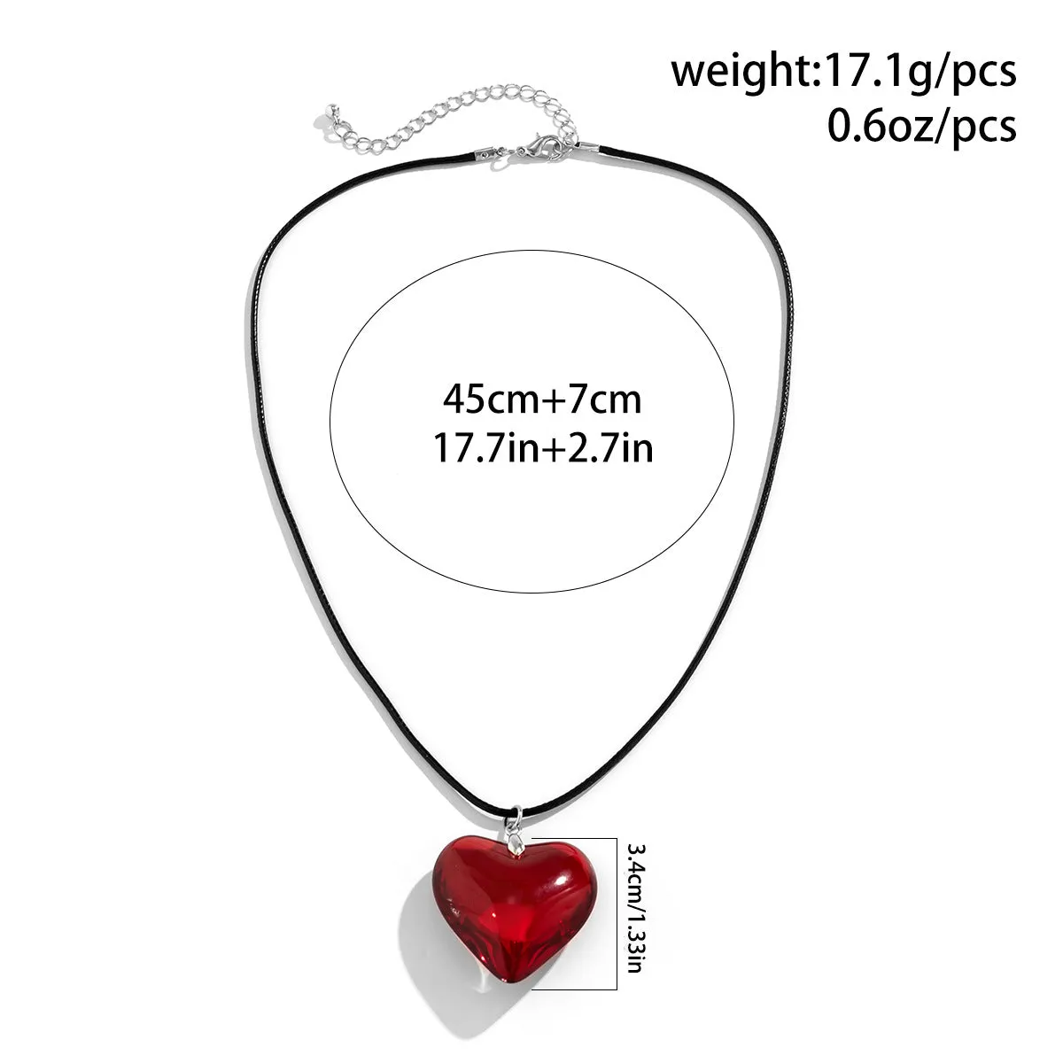 Colorful Peach Heart Pattern Heart-Shaped Beaded Chain Necklace