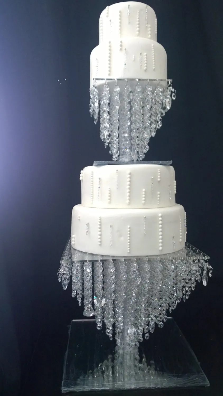 Crystal cake stand, 2 tier set ,6" & 12" CHANDELIER DESIGN Faux crystal by Crystal wedding uk