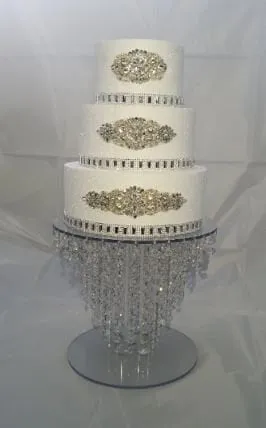 Crystal cake stand, 2 tier set ,6" & 12" CHANDELIER DESIGN Faux crystal by Crystal wedding uk