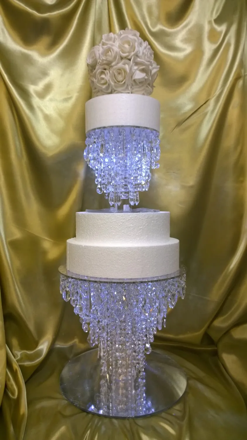Crystal cake stand, 2 tier set ,6" & 12" CHANDELIER DESIGN Faux crystal by Crystal wedding uk