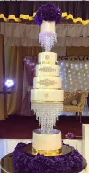 Crystal cake stand, 2 tier set ,6" & 12" CHANDELIER DESIGN Faux crystal by Crystal wedding uk