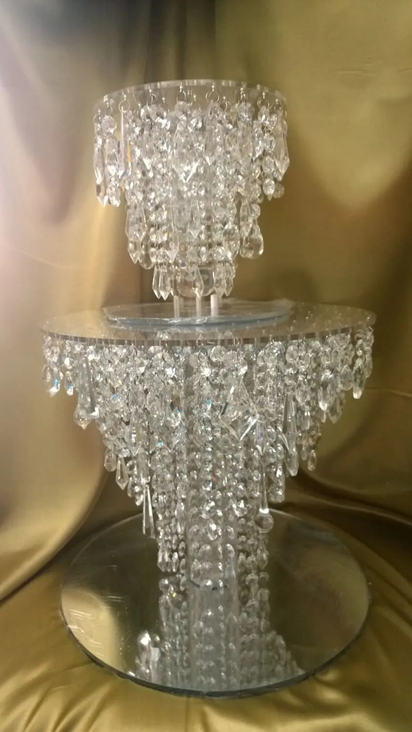 Crystal cake stand, 2 tier set ,6" & 12" CHANDELIER DESIGN Faux crystal by Crystal wedding uk