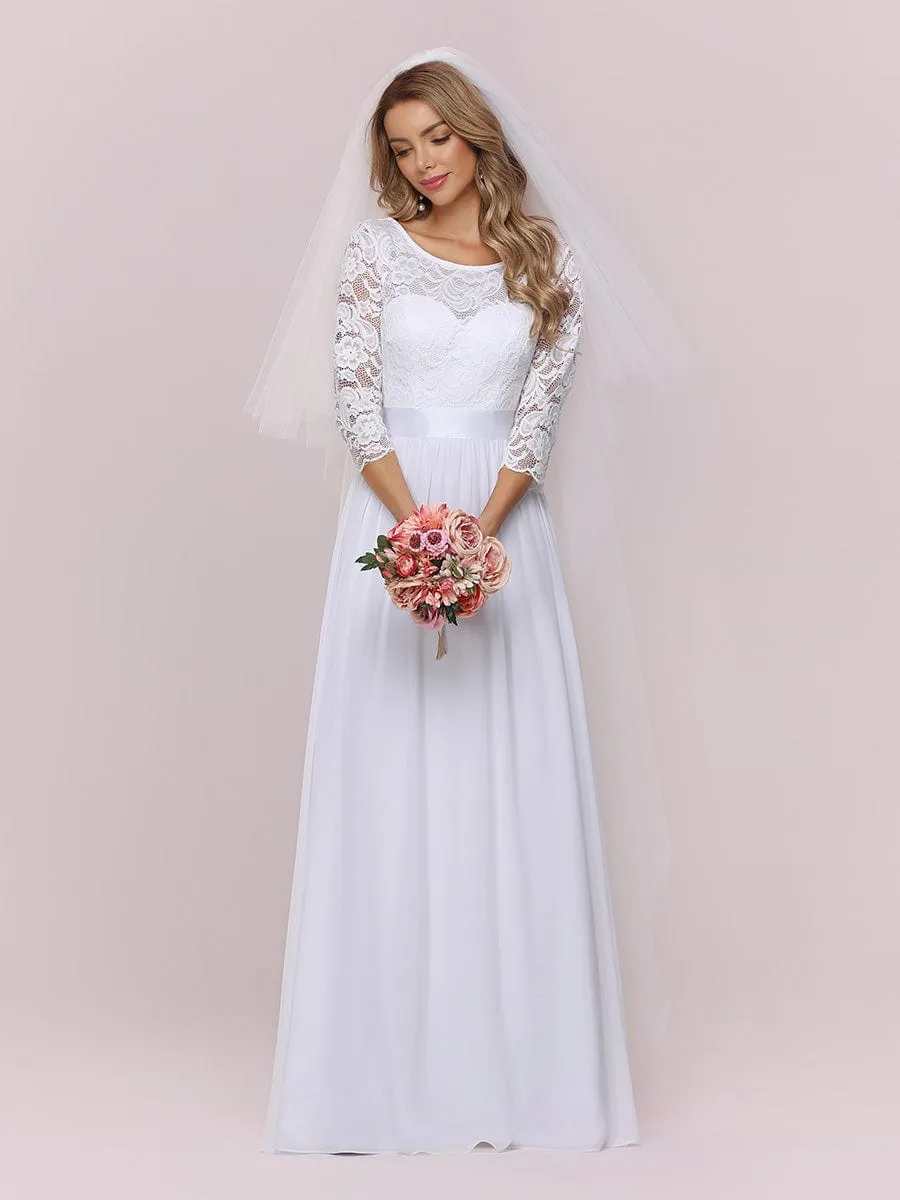 Custom Size See-Through Maxi Lace Evening Dress with Half Sleeve