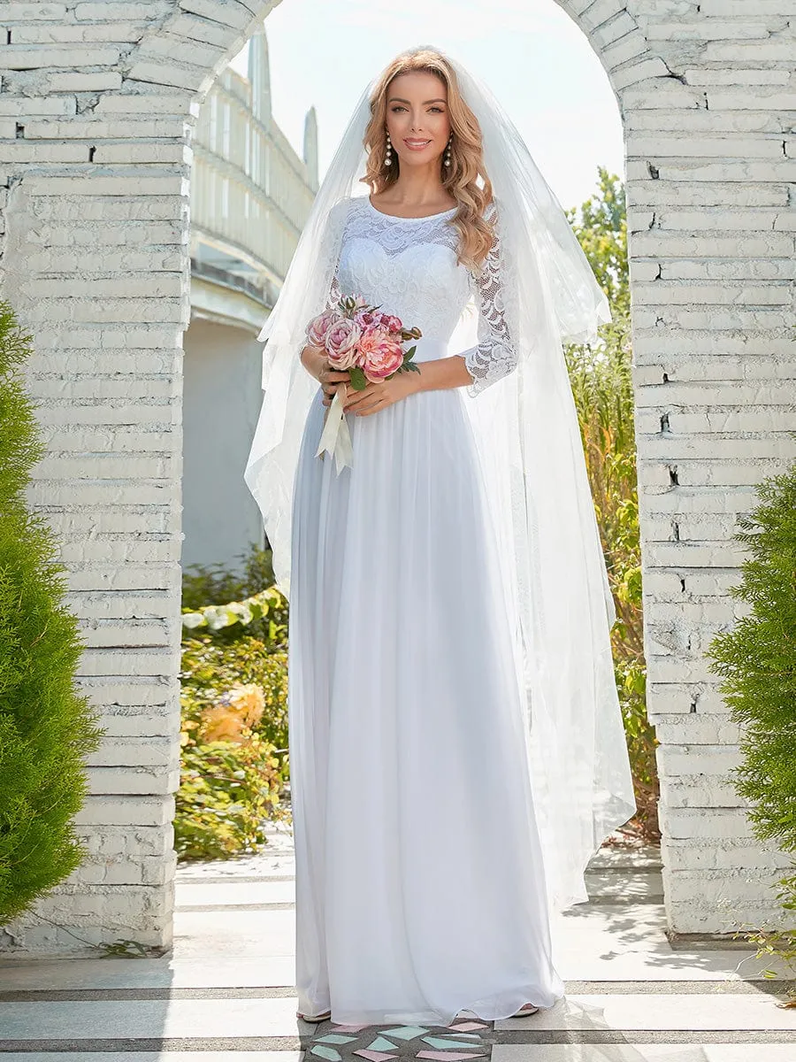 Custom Size See-Through Maxi Lace Evening Dress with Half Sleeve