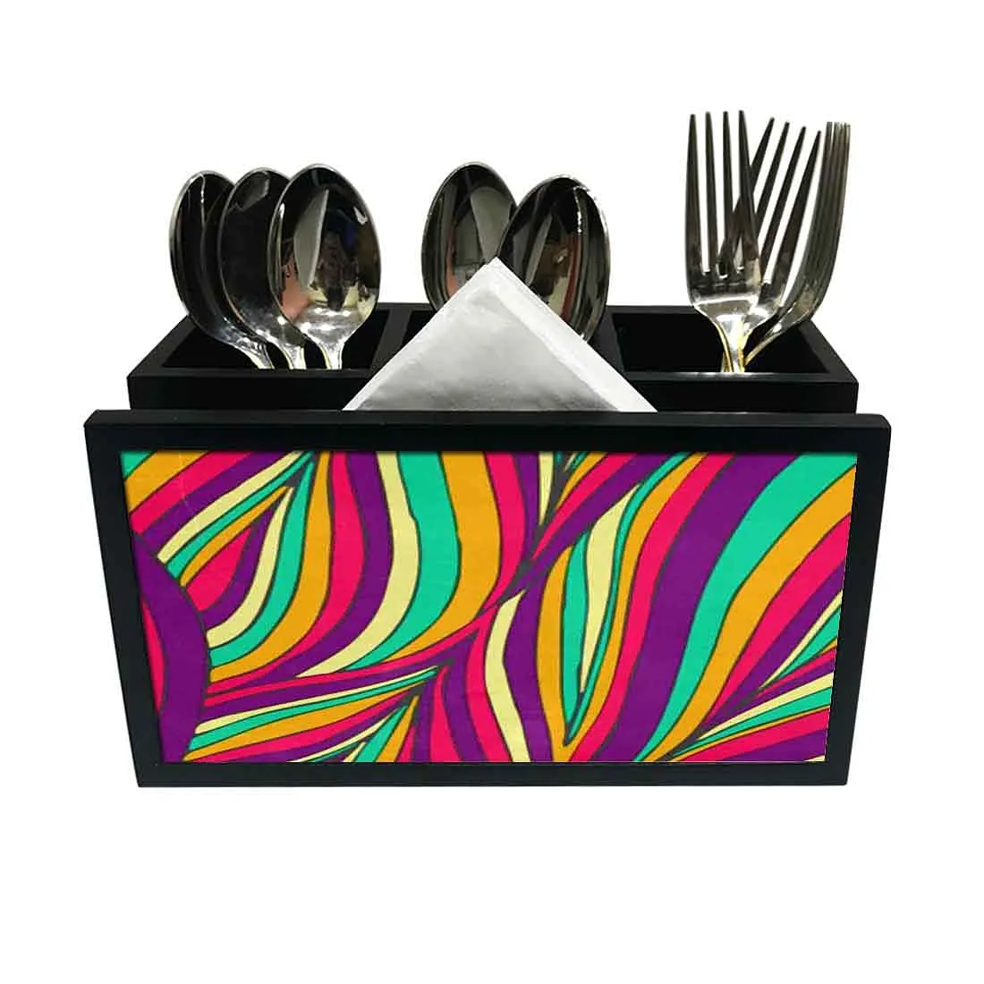 Cutlery Tissue Holder Napkin Stand -  Multicolor Strips