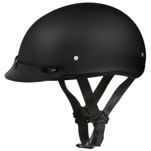 D1-B D.O.T. Daytona Skull Cap with Visor - Matte Black