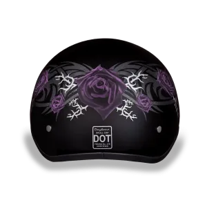 Daytona D.O.T Skull Cap Motorcycle Helmet Purple Rose