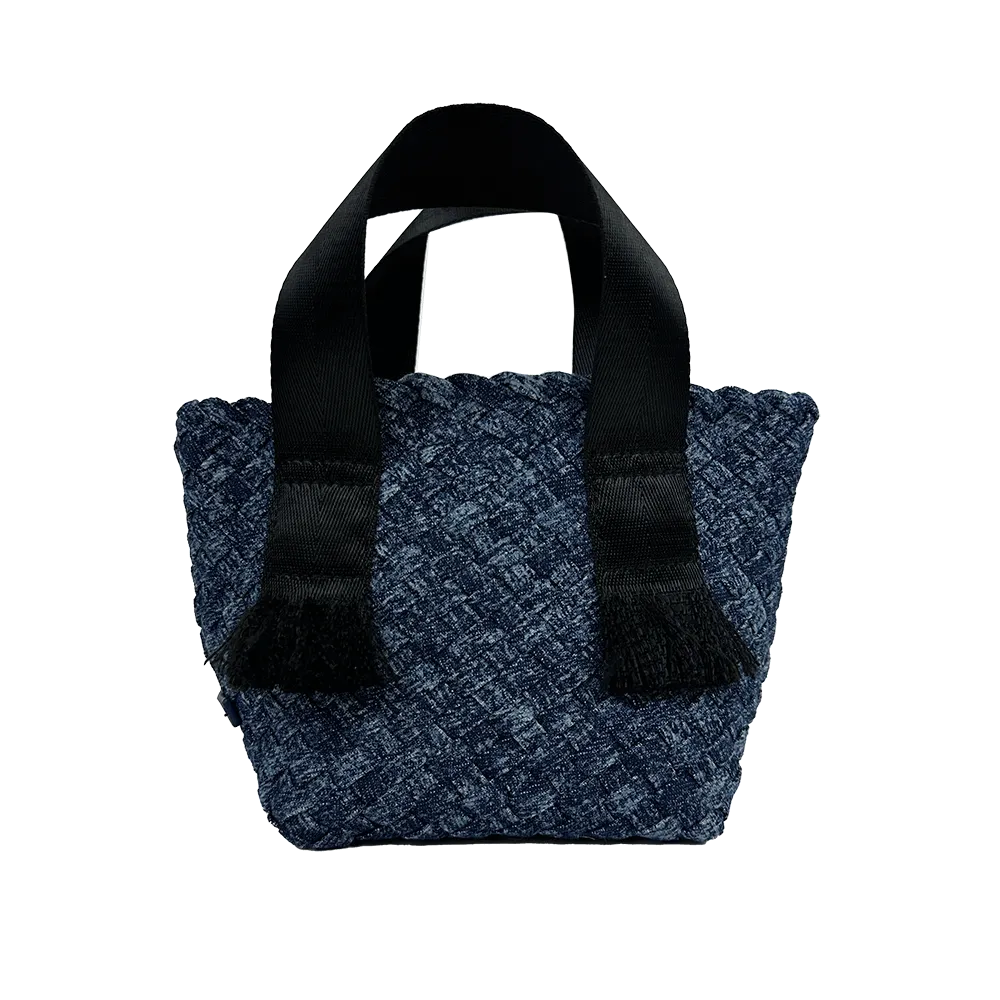 Dora Small Woven Denim Tote w/ Crossbody Strap