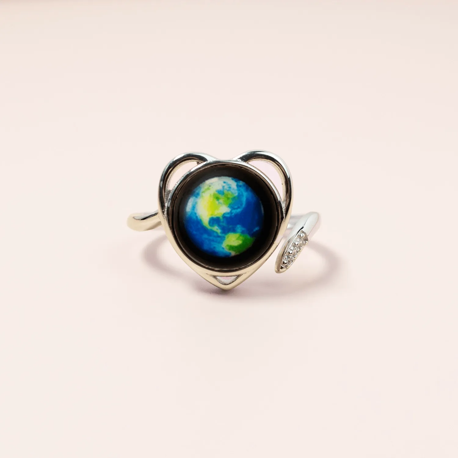 Earthglow Luna Love Ring in Rhodium