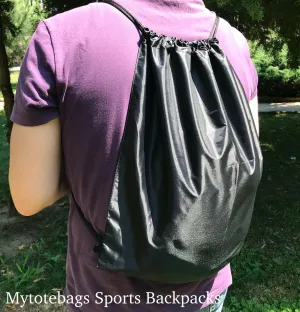 Economical Polyester Sports Drawstring Backpacks, Set of 12