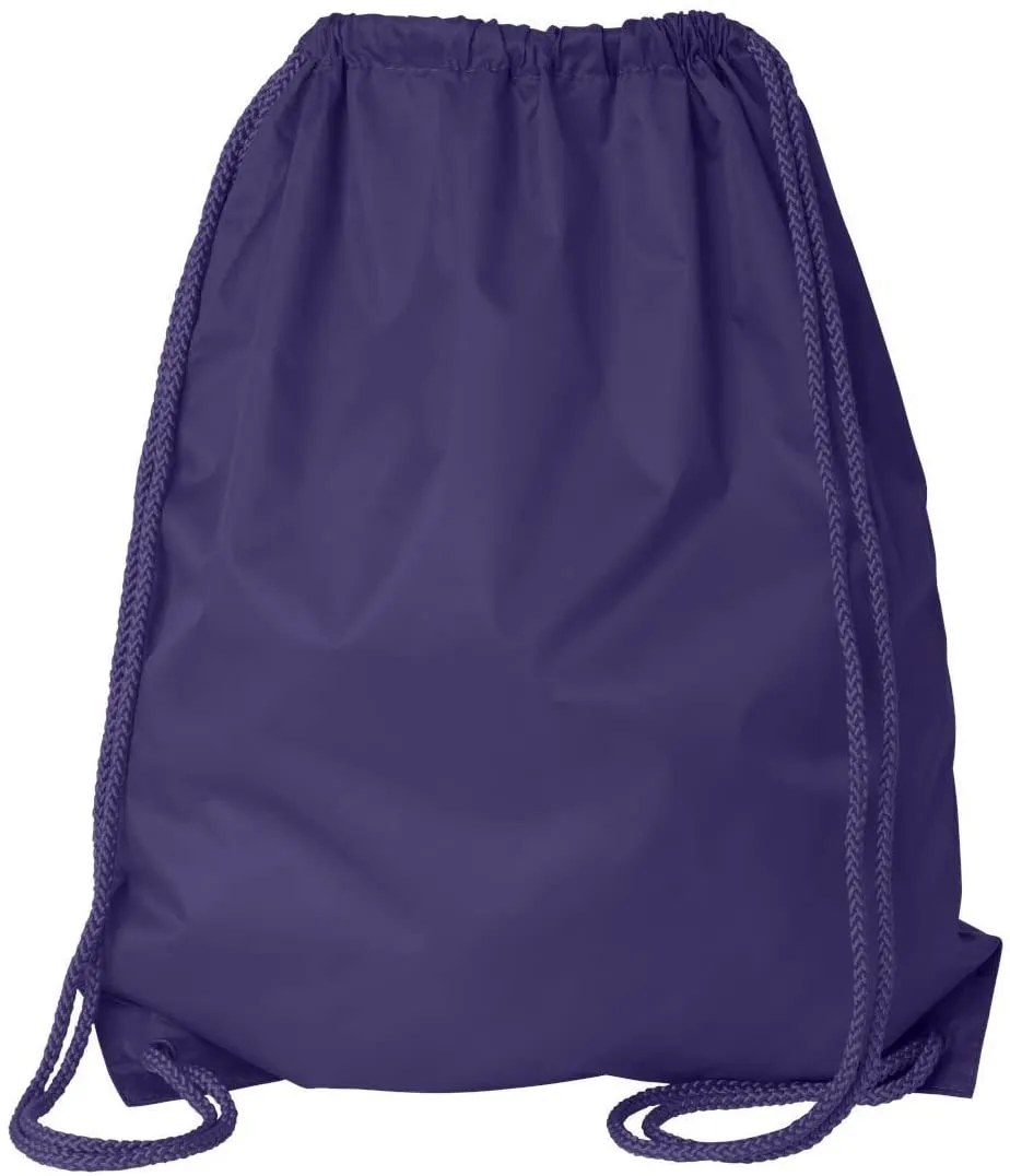 Economical Polyester Sports Drawstring Backpacks, Set of 12