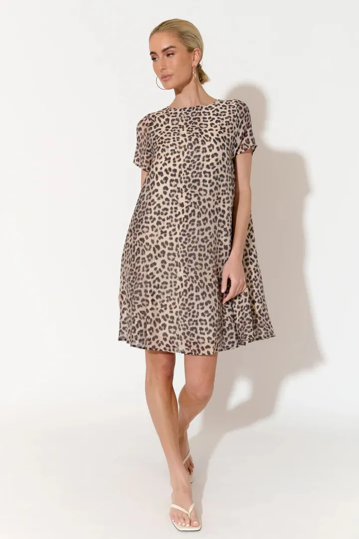 Elisa Leopard Print A Line Dress Print