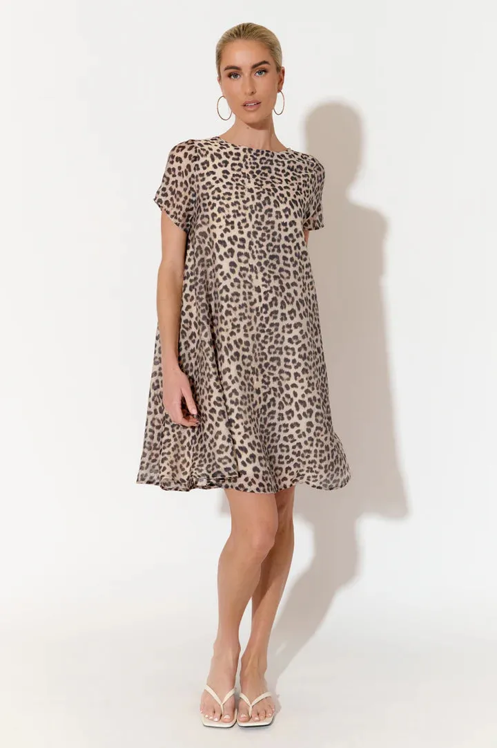 Elisa Leopard Print A Line Dress Print