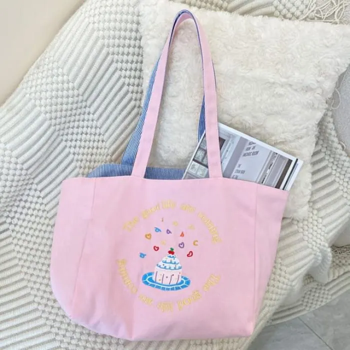 Embroidered Canvas Tote Bag