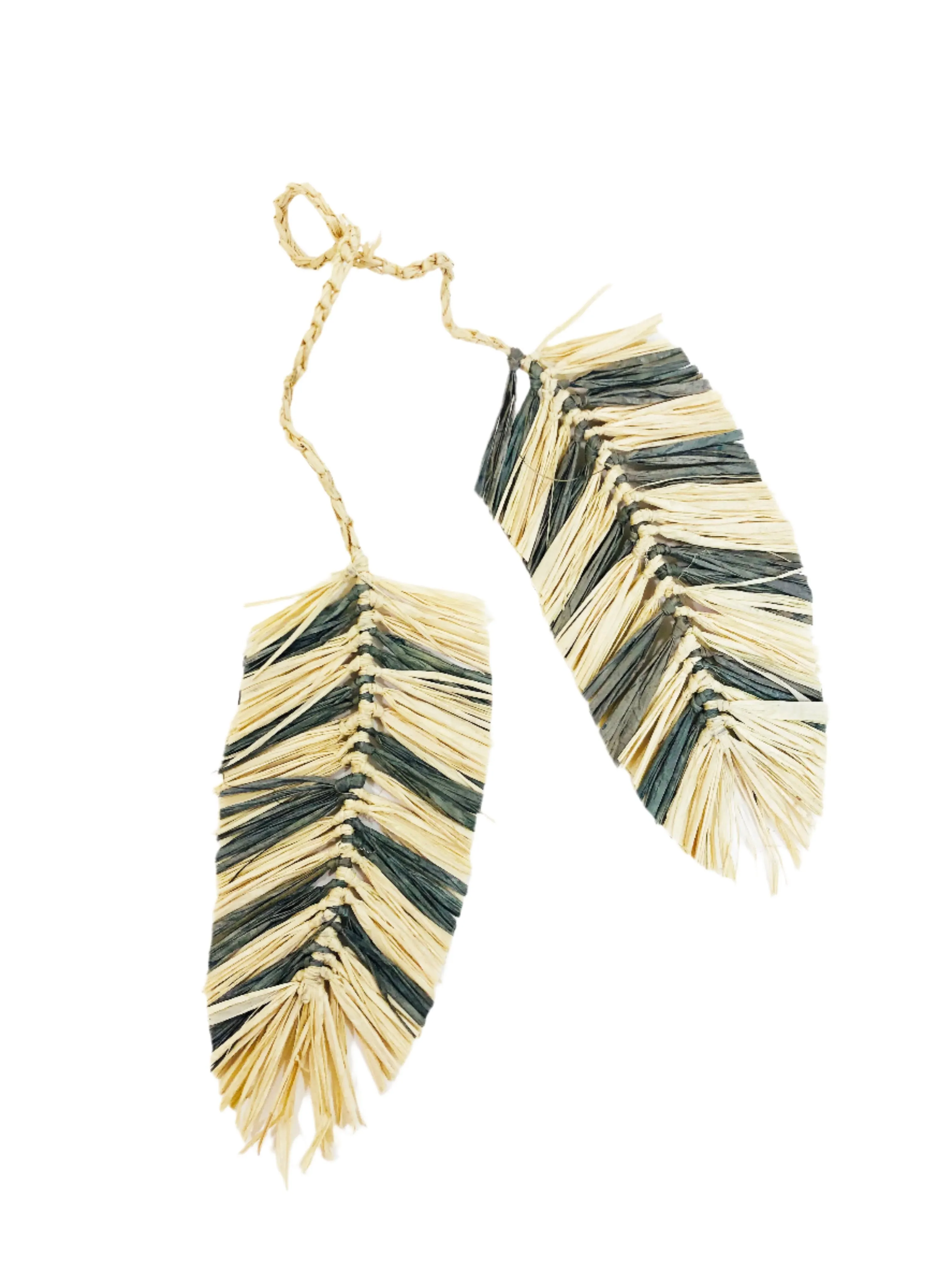 Feather Brushed Fringe Raffia Straw Macrame Charm Embellishment