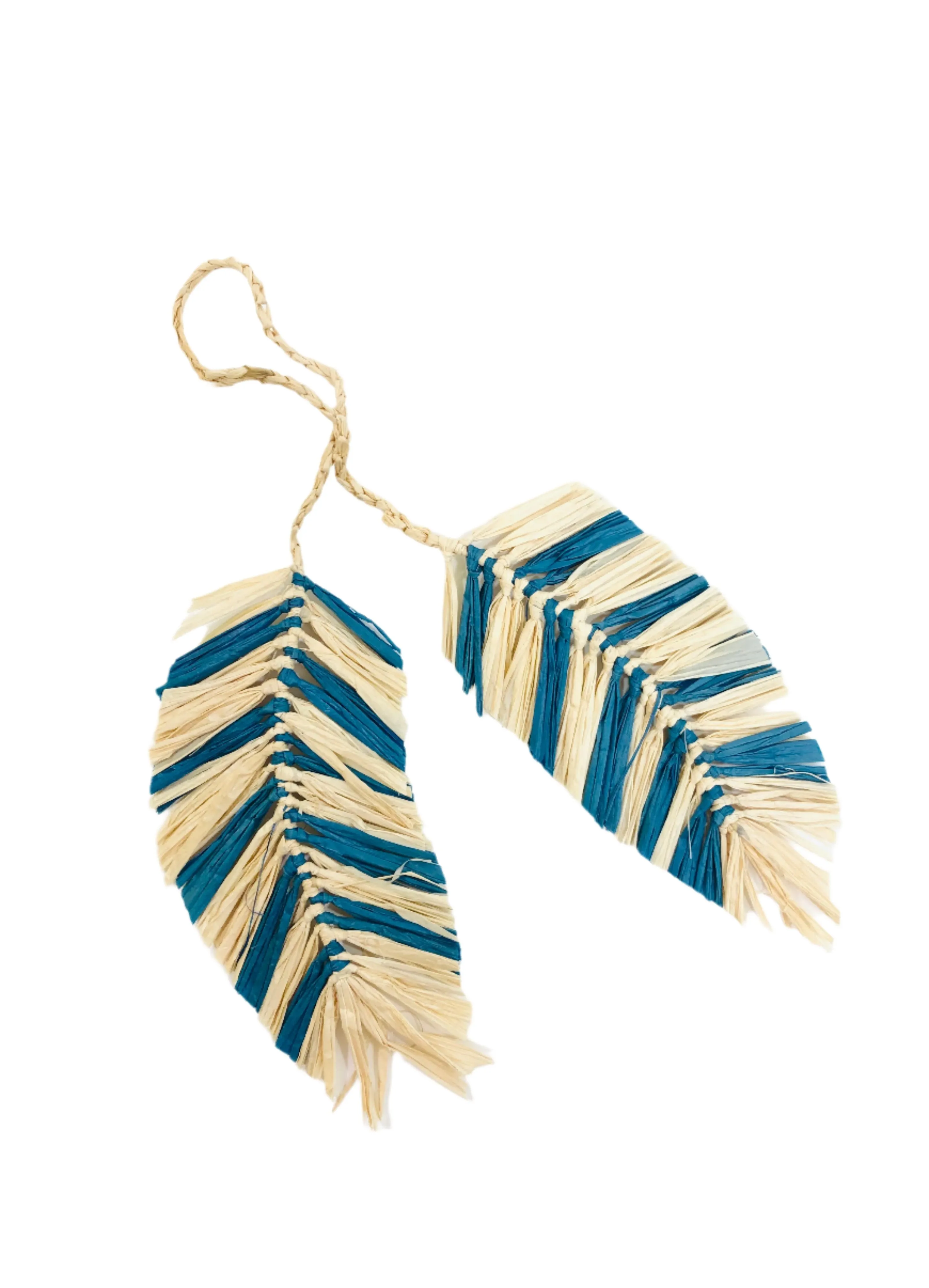 Feather Brushed Fringe Raffia Straw Macrame Charm Embellishment