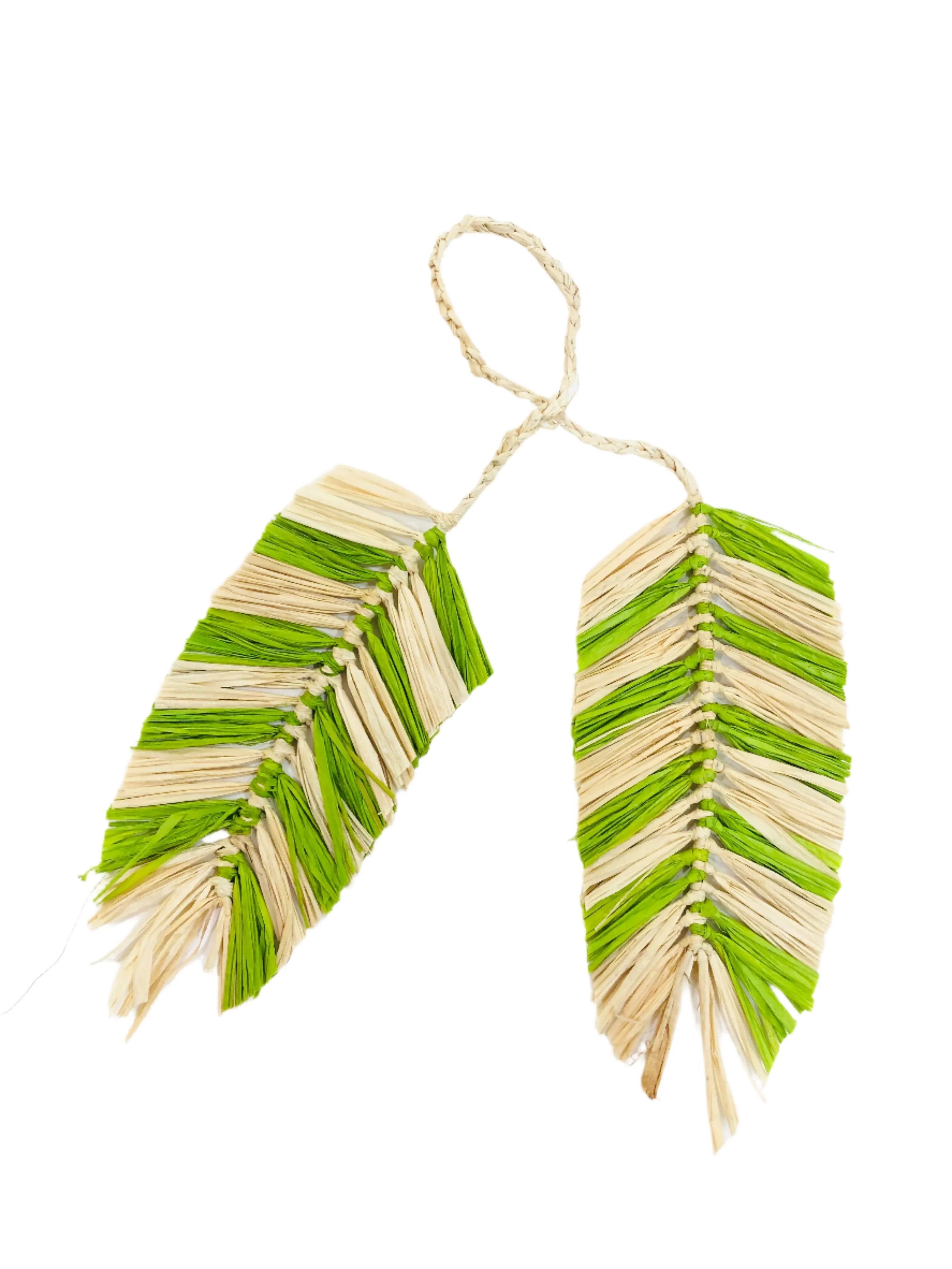 Feather Brushed Fringe Raffia Straw Macrame Charm Embellishment