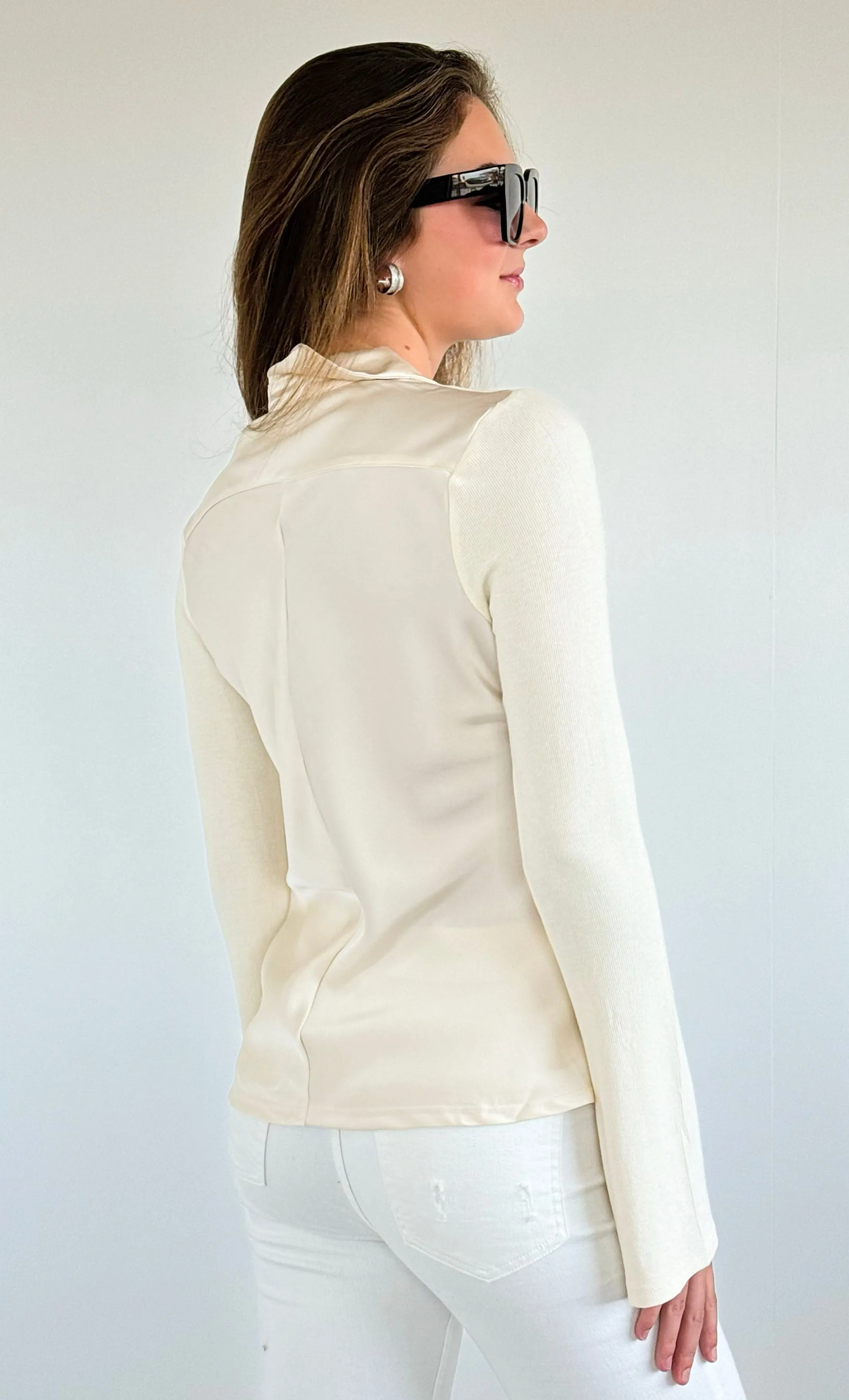 Glam Button-Up Top- Ivory