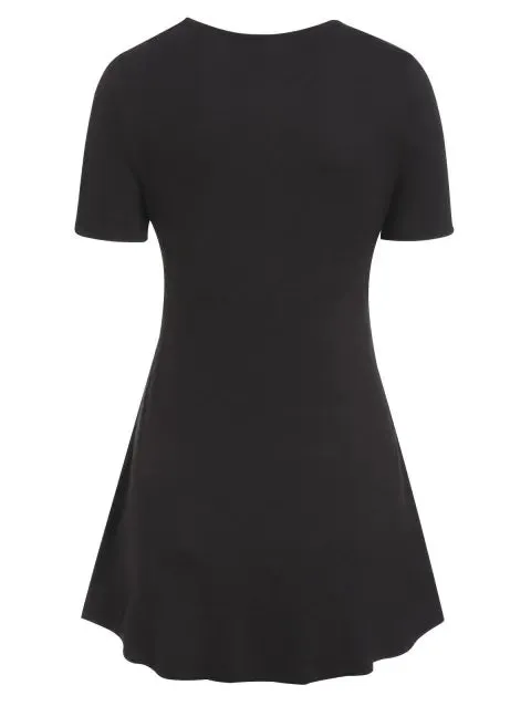Glamorous Neck Solid Tunic T Shirt