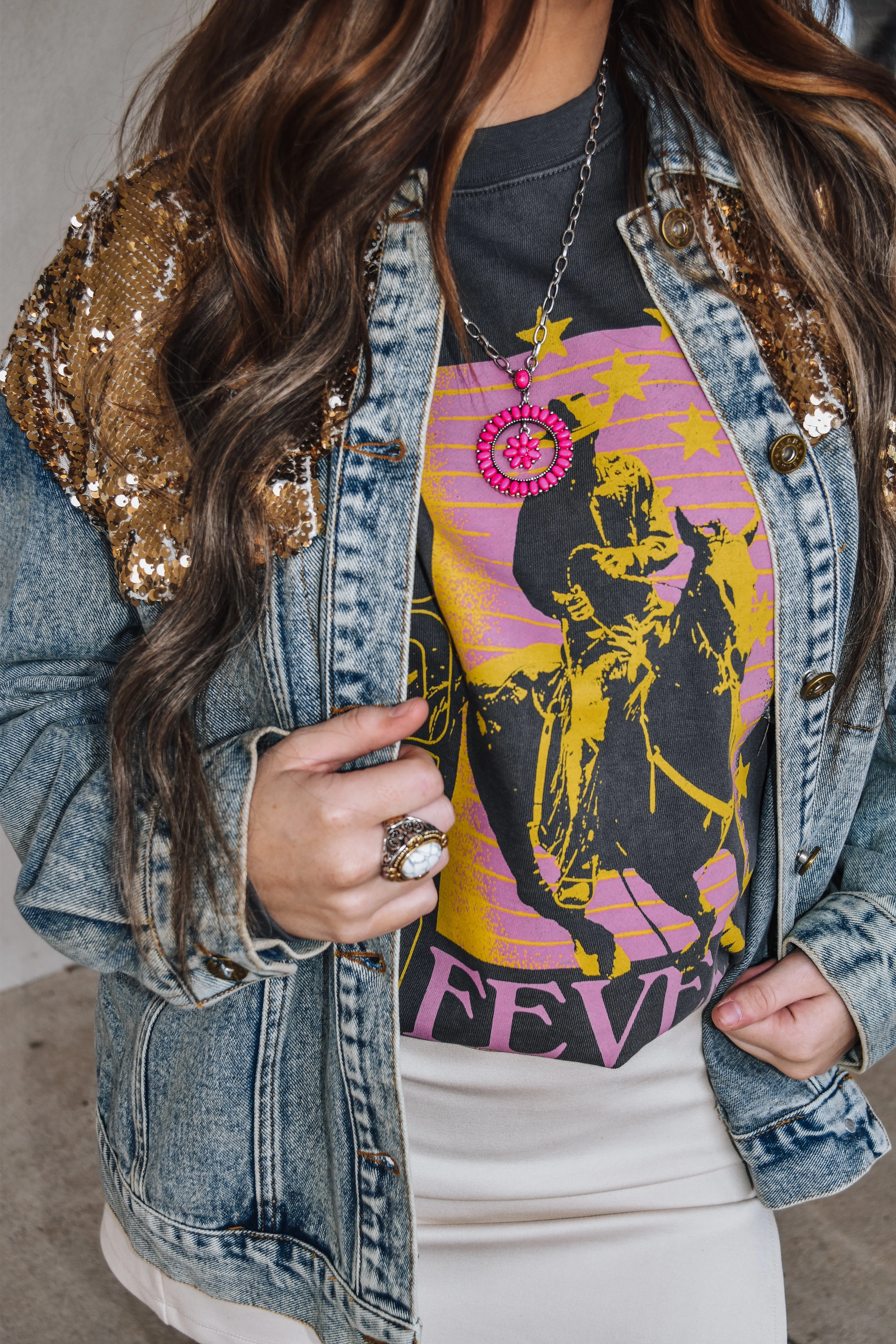 Glamorous Rodeo Black & Pink Sweatshirt