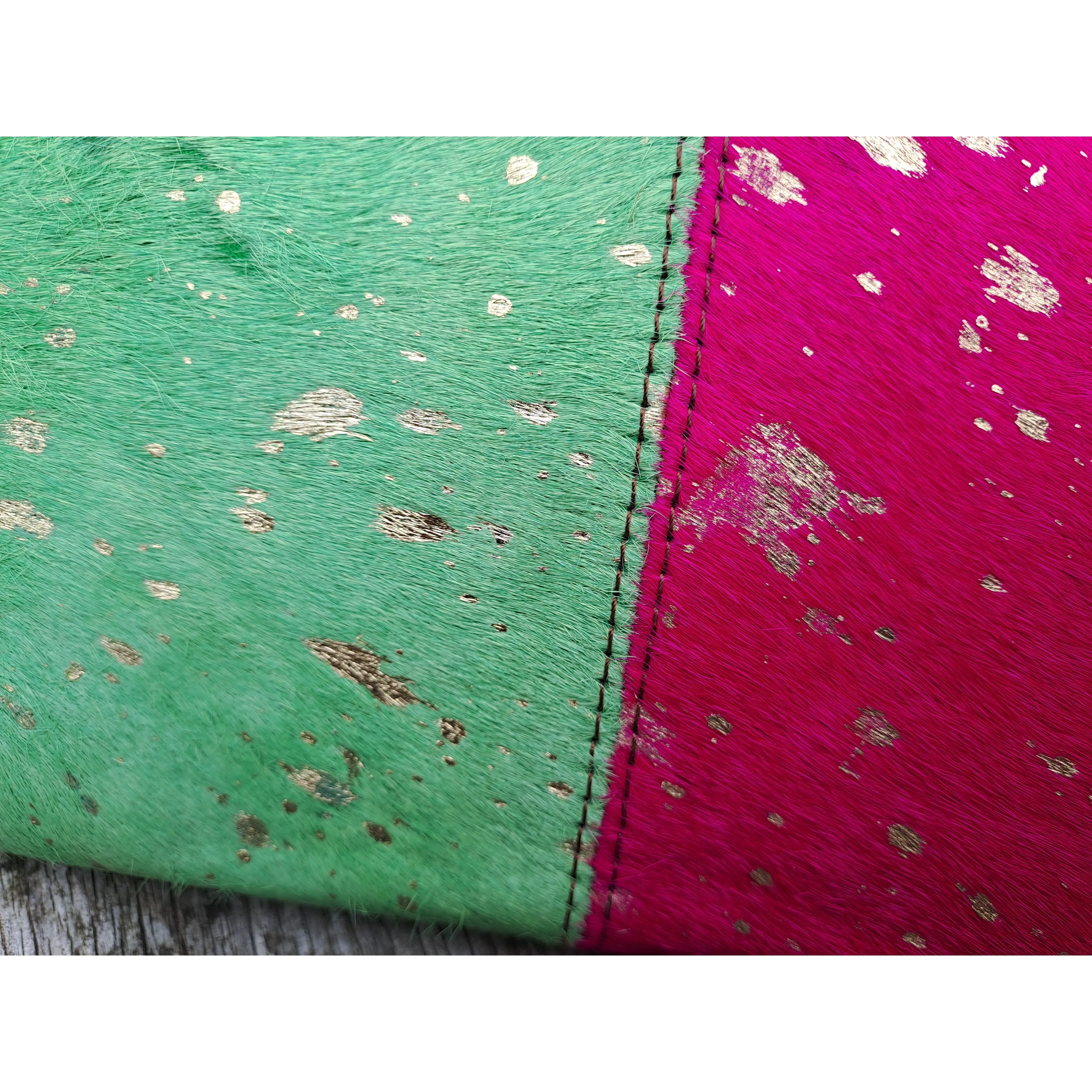 Gold Flecked Boho Hair on Hide Wallet|Waled Boho Lliw wedi wneud â llaw