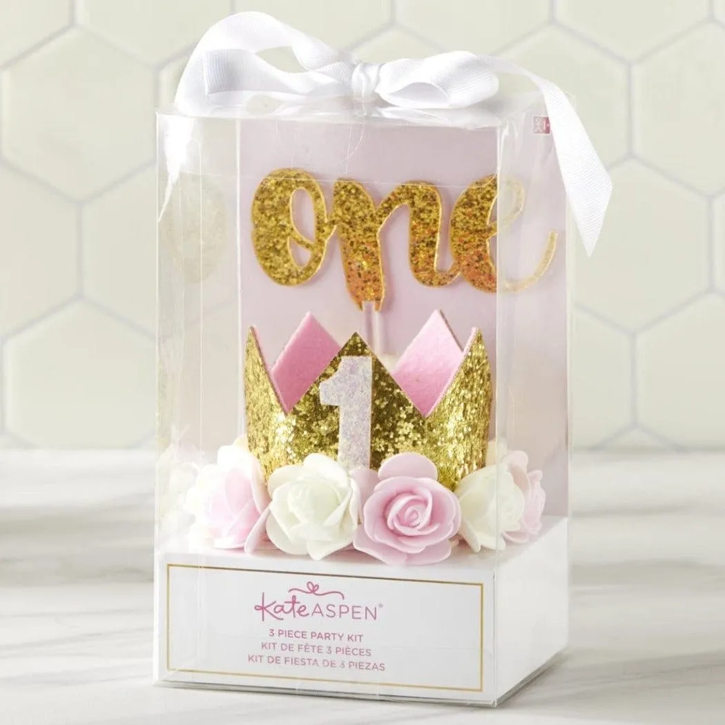 Gold Glitter 1st Birthday Decoration Kit