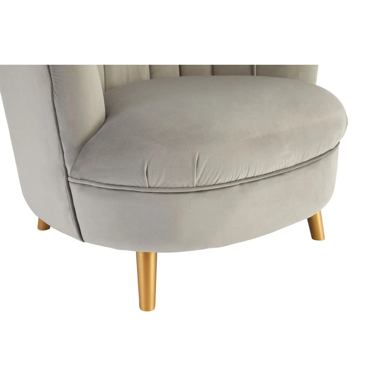 Grey Velvet Chair with Gold Wood Legs