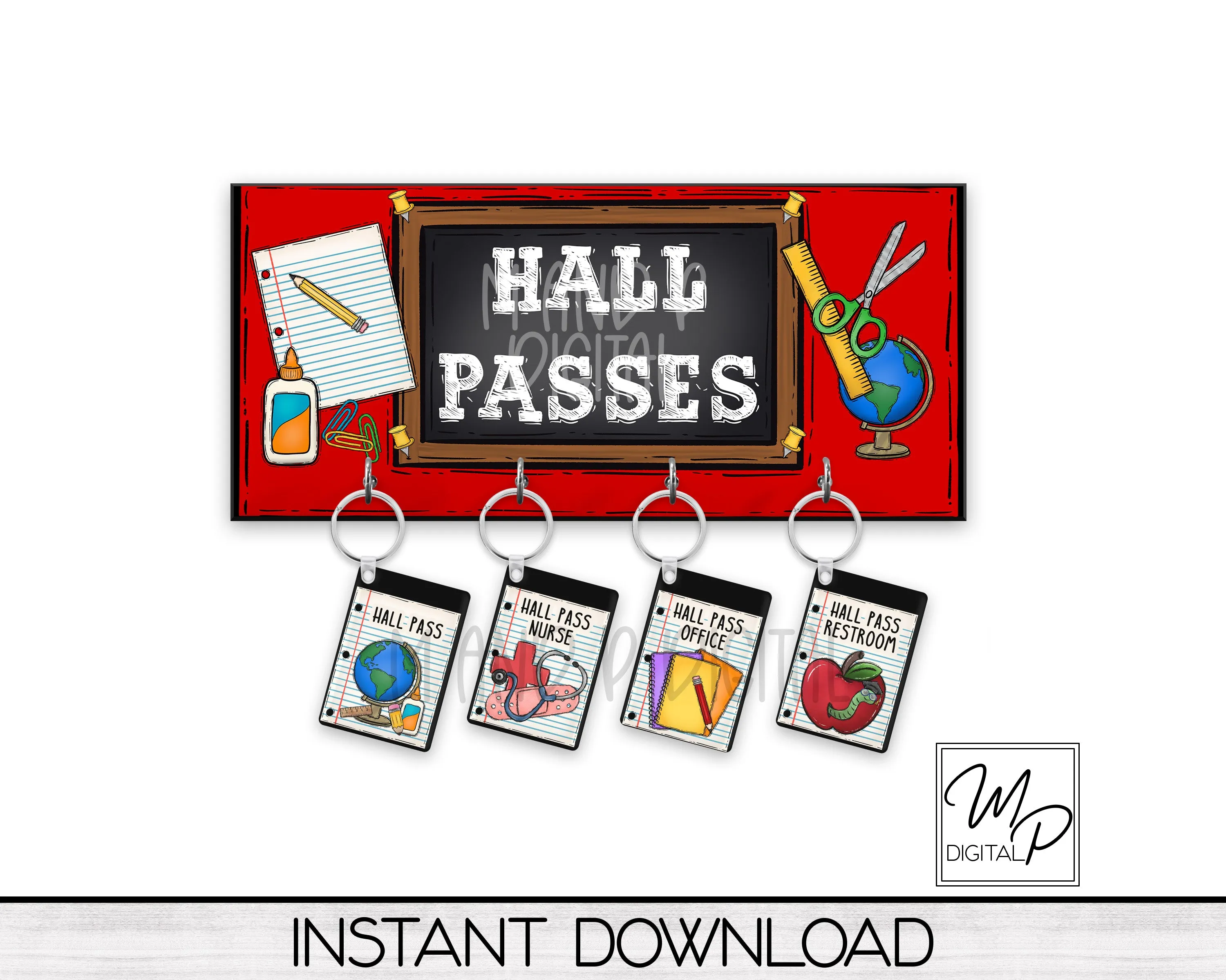 Hall Pass Bundle Key Hanger PNG Sublimation Design, Digital Download