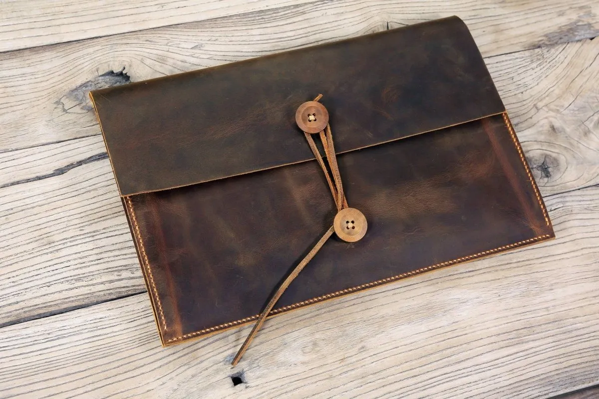 Handmade leather macbook sleeve case for 2024 macbook pro 13 15