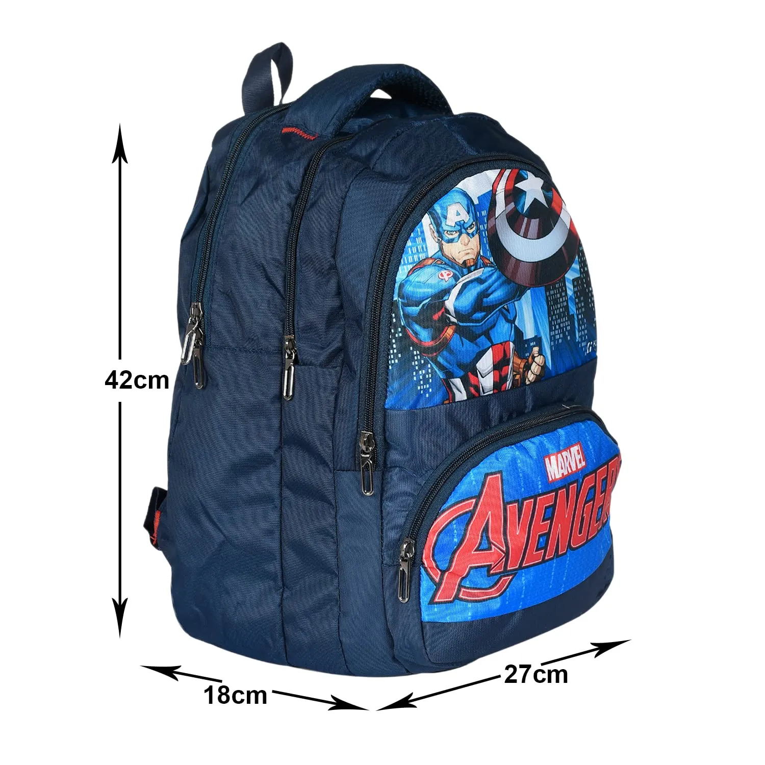 Heart Home Marvel Captain America Print School Bag for Kids|Stylish Backpacks for Kids|Rexine Waterproof Shoulder Straps Bag (Blue)