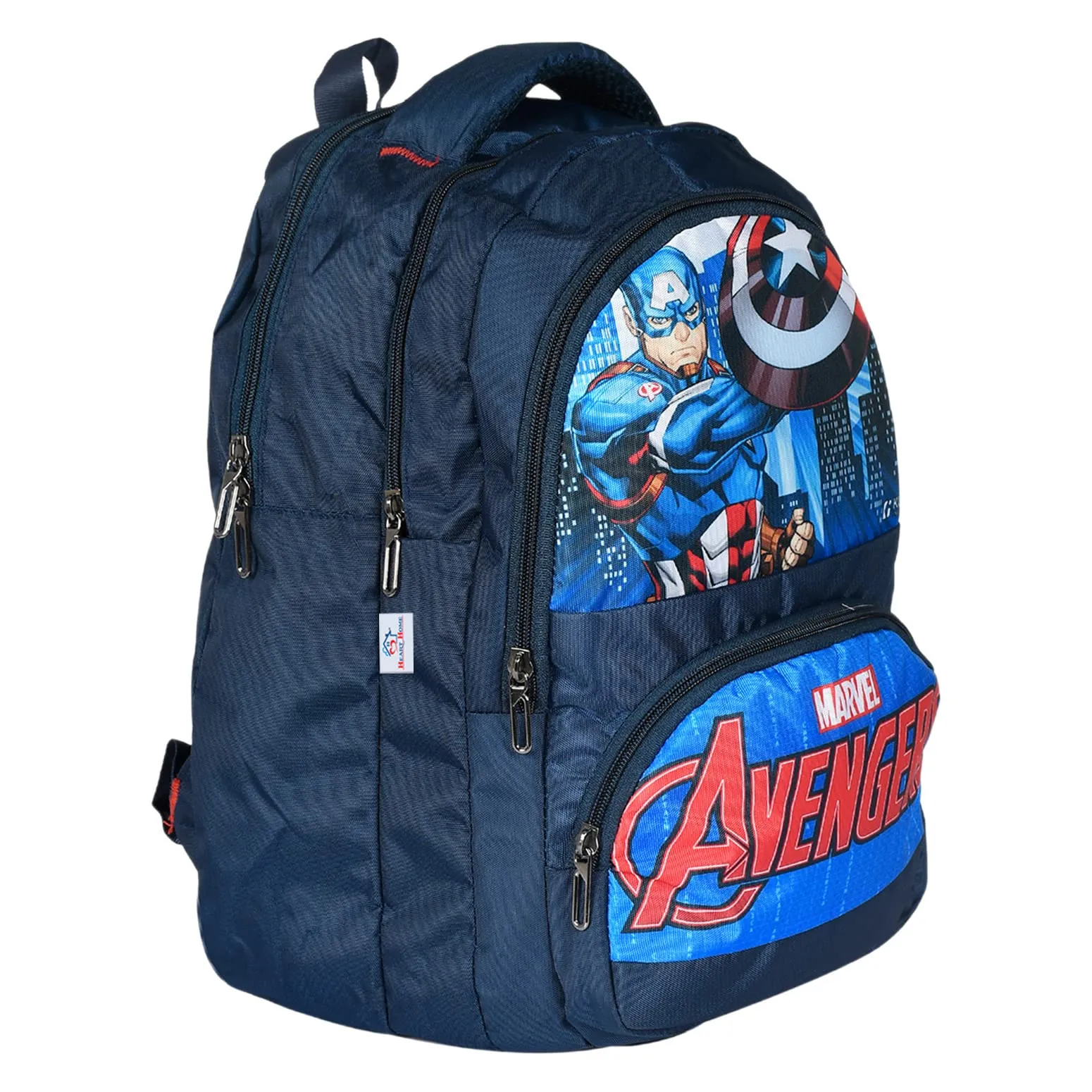 Heart Home Marvel Captain America Print School Bag for Kids|Stylish Backpacks for Kids|Rexine Waterproof Shoulder Straps Bag (Blue)